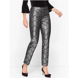 METALLIC JACQUARD STRAIGHT LEG PANTS